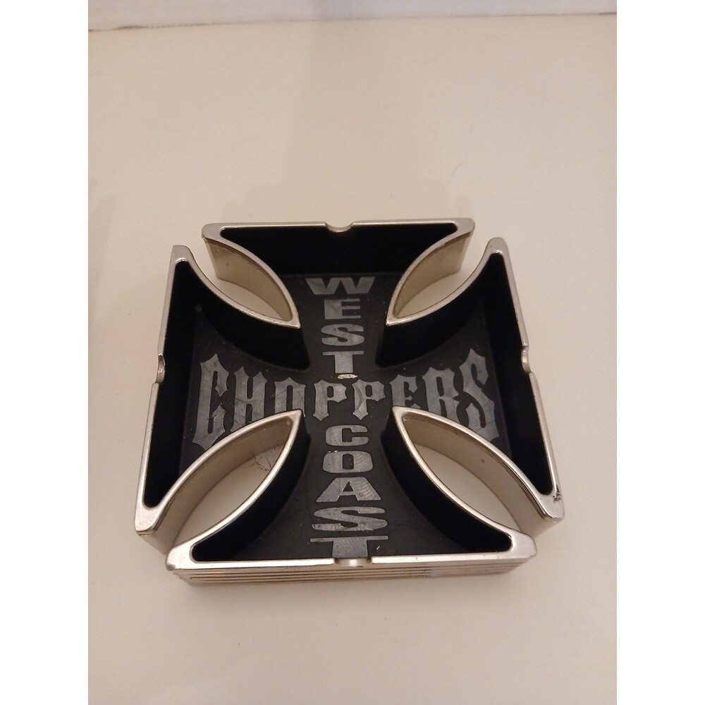 West Coast Choppers Cross Logo Chrome Plated Cast Ashtray